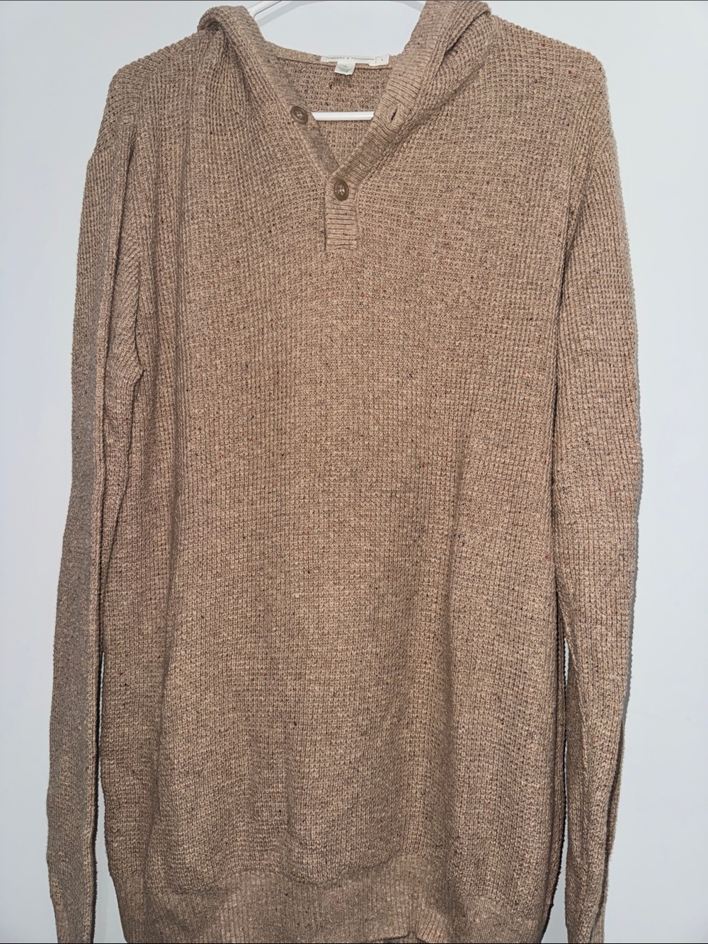 Threads 4 Thought Men's Hooded Henley Sweater in Tan